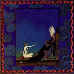 Arabian Nights, Illustration by Kay Nielsen, 1917. Source: http://www.brainpickings.org/index.php/2012/01/20/visions-of-the-jinn-arabian-nights-illustrations/